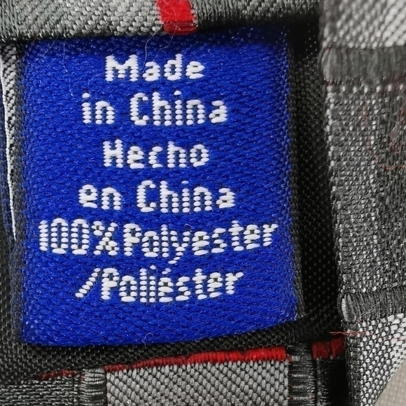 Apt 9 Red and Gray Polyester Modern Traditional Long Neck Tie Geometric Design - Picture 8 of 8